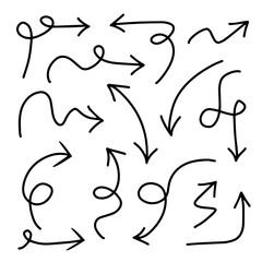 Hand drawn Arrows icons Set. arrow icon with various directions.