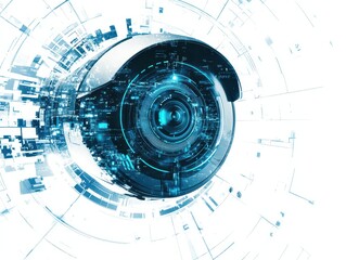 Obraz premium Surveillance camera with futuristic digital overlay, showcasing IoT data integration for realtime monitoring
