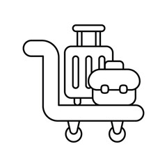 Luggage Trolley line icon with white background vector stock illustration