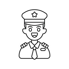 Pilot  line icon with white background vector stock illustration