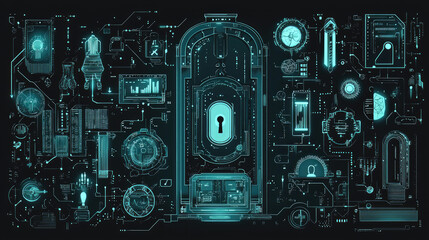Fototapeta premium Technology doodles background