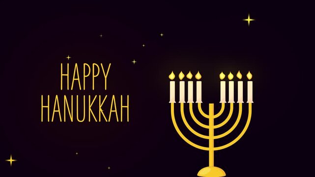 happy hanukkah jewish holiday festival menorah candle light animation