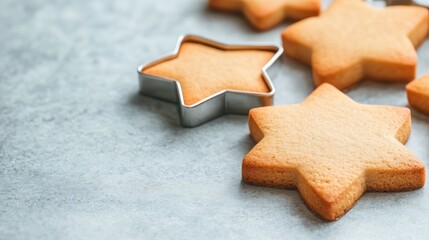 Fototapeta premium Star Shaped Cookies and Cutter.