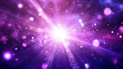 Obraz premium Bright Radiant Light Burst with Glowing Purple Particles and Bokeh Effect.