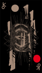 Tarot cards - back design. Chiron astrological symbol. Tarot background