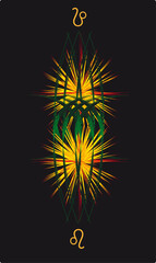 Tarot cards - back design. Leo astrological sign. Tarot background