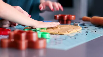 Mother and son making cookies together