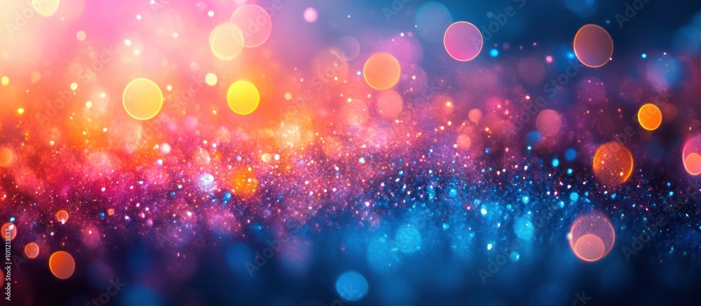 Poster abstract colorful bokeh background with warm and cool tones.