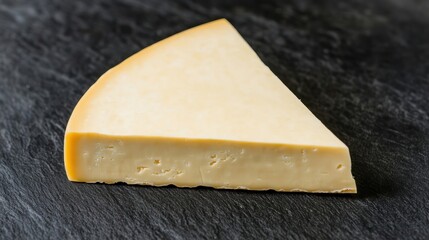 Wedge of Creamy Cheese on Black Slate.