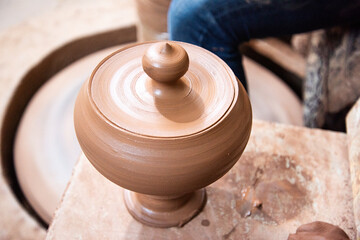 close-up of newly made pottery. pottery workshop. Türkiye, anatolia