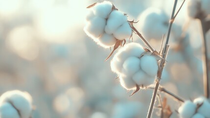 Close-up of Cotton Bolls in a Field