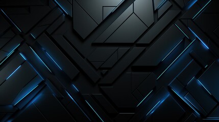 Obraz premium Abstract dark blue and black geometric pattern background, technology futuristic concept