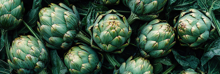 Fototapeta premium close up of artichokes, full frame, food advertising