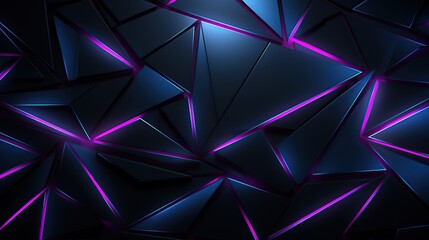 Abstract background with purple glowing lines and black triangles. Geometric, modern, technology concept