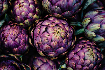 Fototapeta premium close up of artichokes, full frame, food advertising