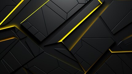 Abstract 3D Black and Yellow Geometric Shapes Background