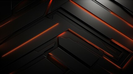 Abstract dark background with glowing orange lines, modern technology design. Futuristic, cyberpunk, sci fi, digital art.