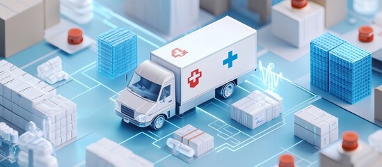 Obraz premium Delivery Truck With Medical Supplies