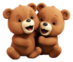 Fototapeta premium PNG Two teddy bears cartoon toy white background.