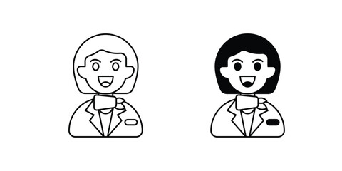 Air Hostess set icon with white background vector stock illustration