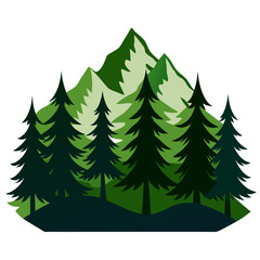 Obraz premium Tranquil Vector Illustration of Pine Trees Nestled in a Lush Forest