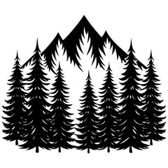 Obraz premium Serene Pine Tree Forest Nestled at the Base Vector Illustration of Lush Greenery 