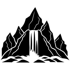 Stunning Vector Illustration of Waterfall Cascading Down a Rugged Mountain
