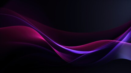 Abstract Purple and Pink Neon Waves on Black Background