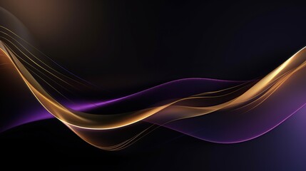 Abstract Purple and Gold Swirling Wave Background