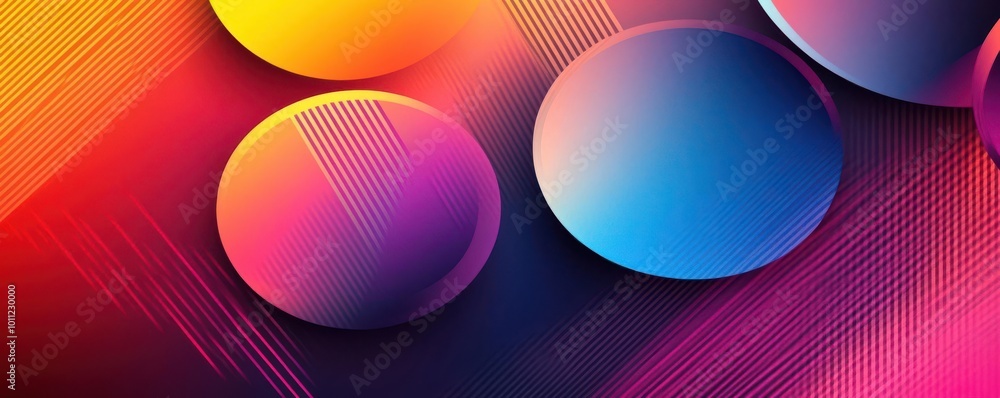 Aufkleber vibrant abstract background featuring colorful circles and dynamic lines, ideal for graphic design a