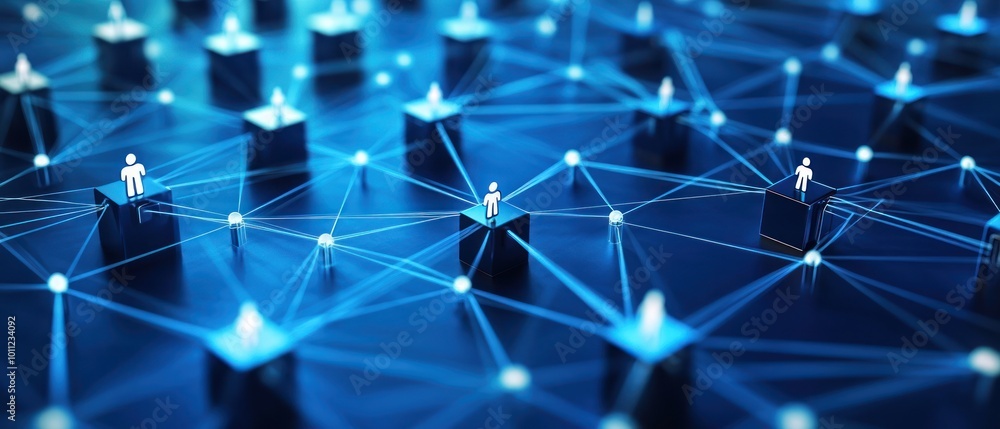 Poster blockchain driven social network of digital nodes representing secure, decentralized transactions an