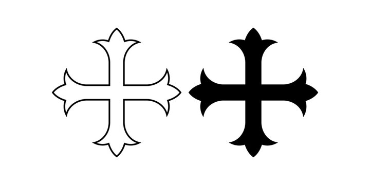 Cross fleury sign set isolated on white background