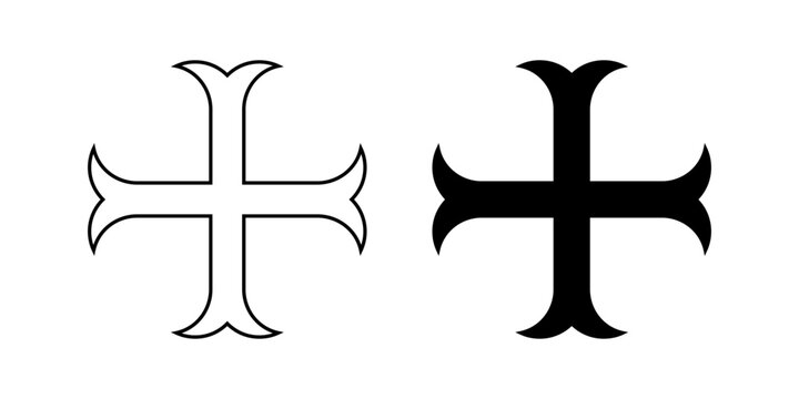 cross moline or cross anchory sign set isolated on white background