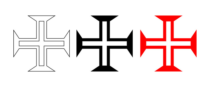 Order of Christ Cross or Portuguese Cross symbol set isolated on white background