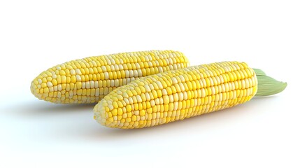 Bountiful Harvest - Close-up of Vibrant Ripe Corn on White Background