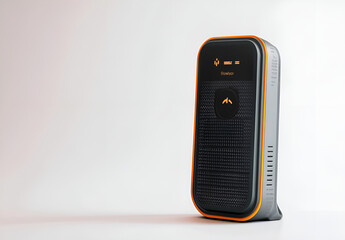 Obraz premium A compact solar-powered device with striking orange details, ideal for sustainable energy use on the go.