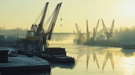 Obraz premium Kremenchug cargo cranes