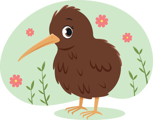 Cute Australian bird cockatiel parrot, vector illustration for kids