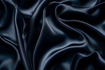 Fototapeta premium A rich, dark blue silk fabric with smooth, flowing folds and a lustrous sheen, creating an elegant and luxurious appearance.