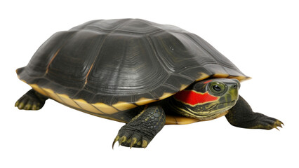 Obraz premium PNG Red-eared slider turtle reptile animal shell.