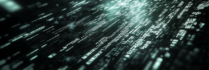 Flowing binary code in futuristic interface