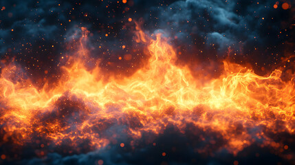 Fire flame texture on a black background close-up view. The image captures the vibrant colors and intricate details of the flames, making it ideal for backgrounds or creative projects involving heat a