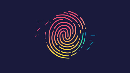 Colorful Abstract Fingerprint Vector Icon for Security and Identification, Digital Print Design, High-Resolution Biometric Technology Concept Illustration