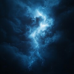 Fototapeta premium Dramatic Blue Thunder and Lightning Energy with Electric Storm Effects