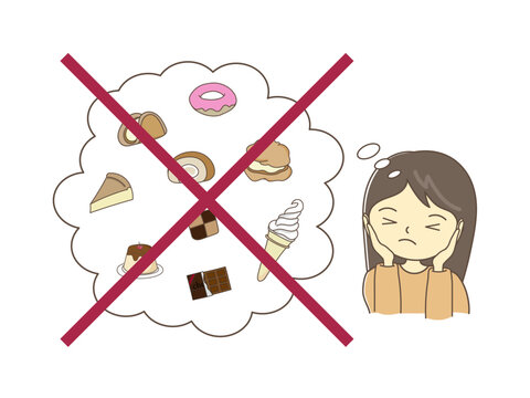 ダイエットで甘いものを控える女性