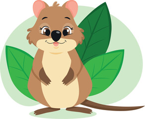 Vector children's cute cartoon style illustration of the Australian quokka for children's products