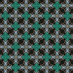 Seamless pattern with turquoise and gray geometric shapes, creating a repeating design.