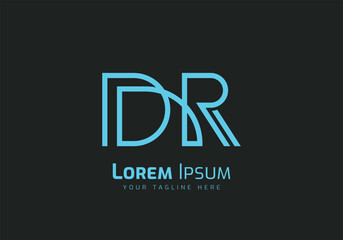 minimal and abstract initial letter D R or DR logo