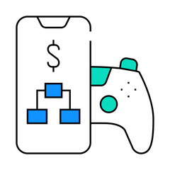 loystick phone game line icon vector. loystick phone game sign. isolated symbol illustration