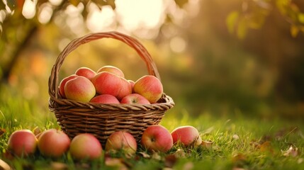 Apples in outdoor basket